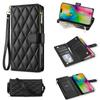For iPhone 17 Air Case Rhombus Stitching Leather Wallet Phone Cover with Long/Short Strap