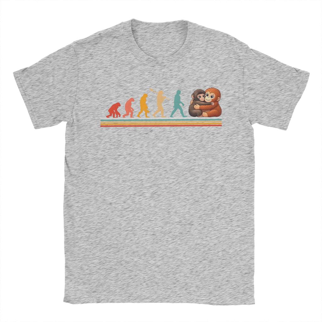 Unisex Funny Evolution Hugging Monkey Punch Primate Science T Shirt Cotton Clothing Short Sleeve Round Neck Tees Printing TShirts