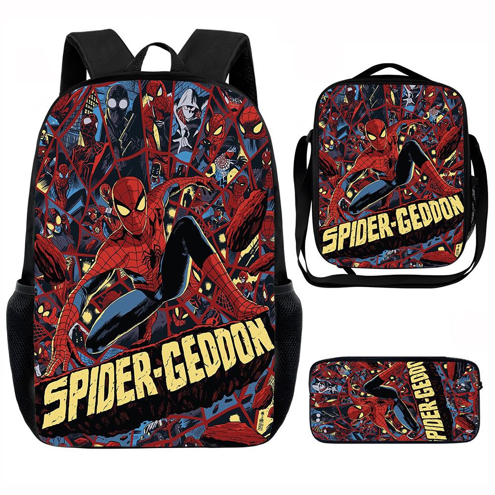 Spider-Man School Bag Lunch Bag Pencil Bag Elementary School Backpack Cartoon Peripheral Backpack Children's Bag Three-piece Set