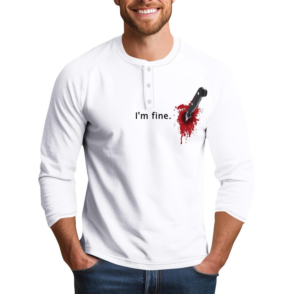 Мужской повседневный топ реглан с принтом на Хэллоуин и рукавом три четверти