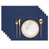 6 Pieces of Cotton and Linen Blend Table Mat Machine Washable Anti-scalding Anti-wrinkle and Easy To Clean Blue