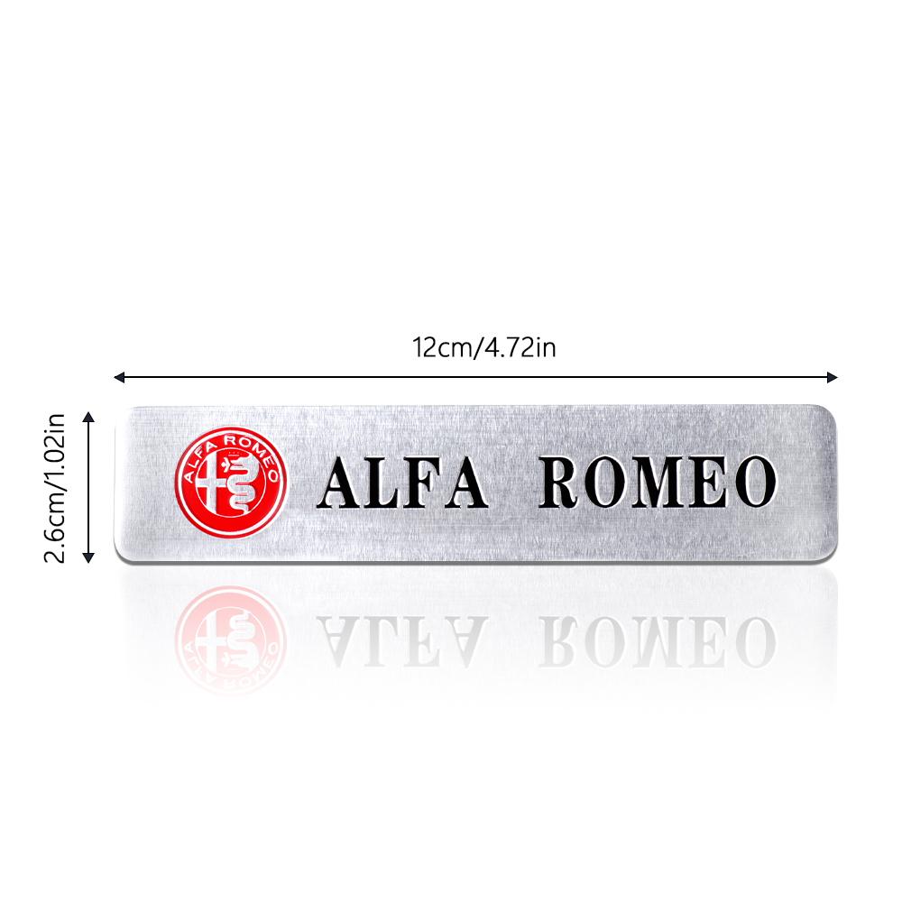 YYCE3 1pc 3D Aluminum Badge Car Body Decor Sticker For Alfa Romeo motorsport Mali Giulietta GT 159 147 156 Mito Giulia F1 Stelvio