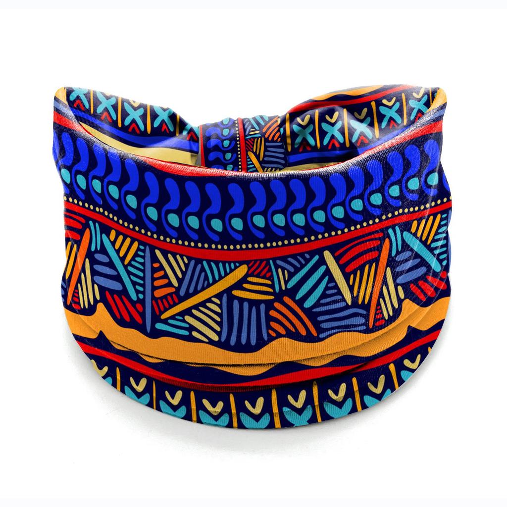 Bohemian African Ethnic Print Knotted Yoga Headband – Wide Elastic Women's Hair Accessory