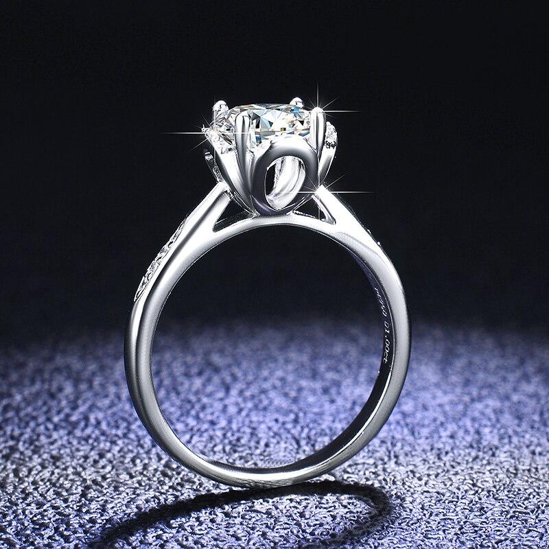 Pt950 Platinum Ring Pass Diamond Test Round Excellent Cut 1ct Moissanite Rings For Girl Women Wedding Jewelry Gift
