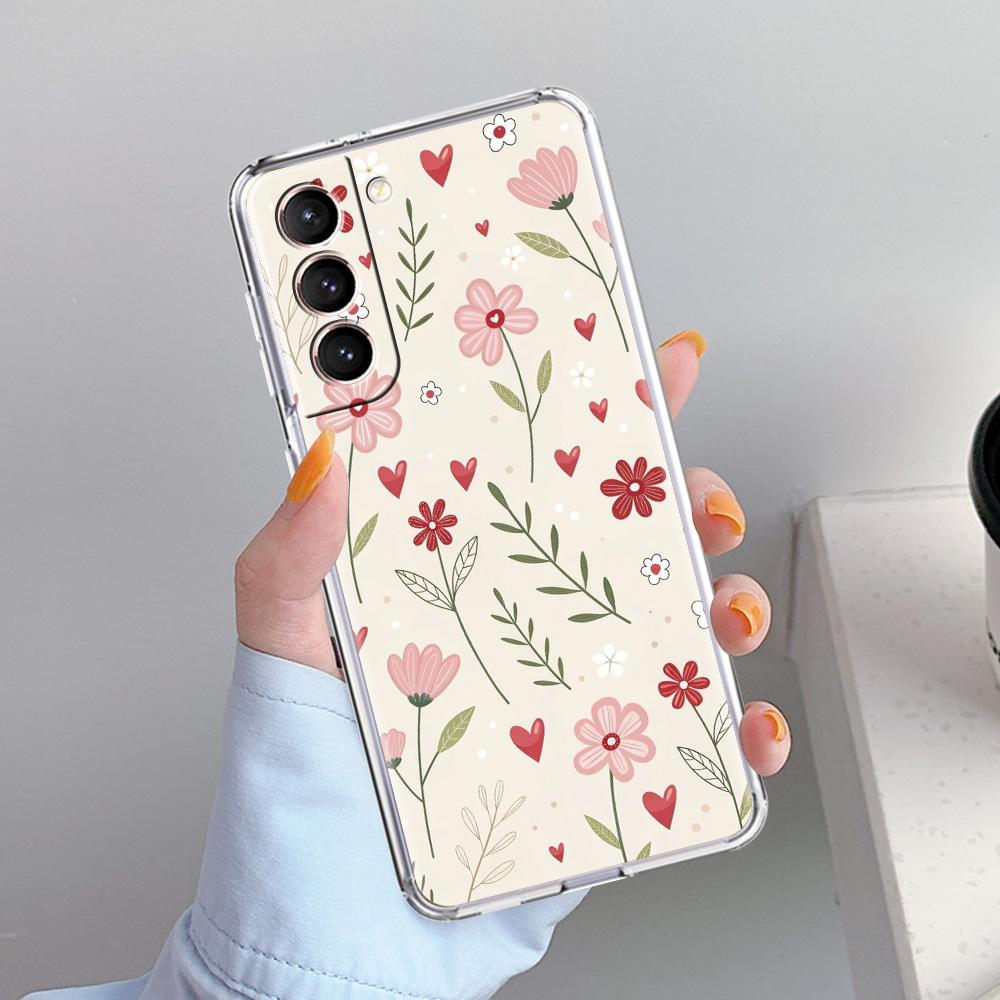 Чехол для телефона Samsung Galaxy S26 S25 S24 S23 S22 Ultra S20 S21 FE 5G Plus Мягкий прозрачный чехол Мягкий бледный маленький цветок