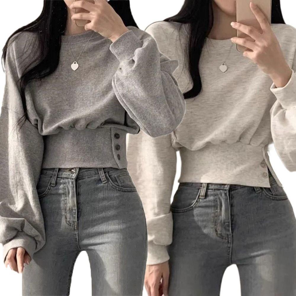 Толстовка пуловер Y2k с круглым вырезом, худи, женская, удобная, с длинным рукавом, весна-осень