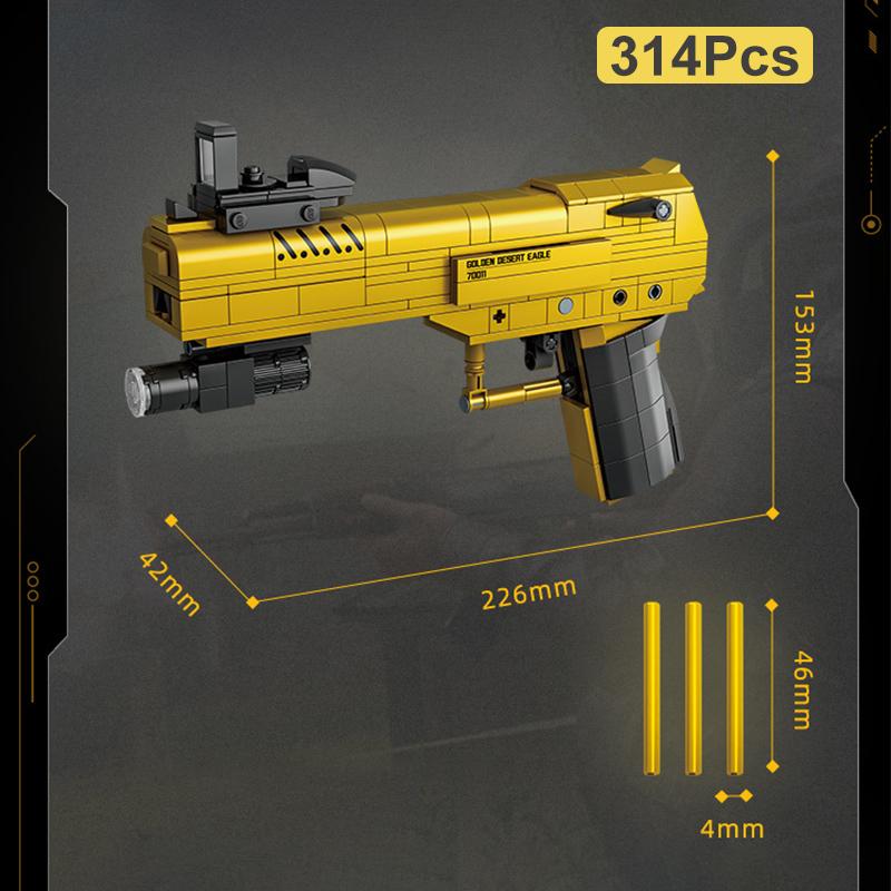 Военный Технический Золотой Пустынный Орел M416 Штурмовая Винтовка Модель Строительные Блоки Вторая Мировая Война Игра Дракон Пушка MOC Кирпичики Игрушки Для Ребенка Подарок