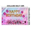 Balloons,Flowers,Stars Theme-Happy Birthday Backdrop Polyester for Photo Booth,Party Event,Indoor/Outdoor Celebrations