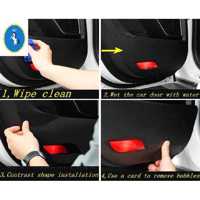 For Tesla Model Y - 2024 Car Inner Door Anti Kick Pad Protection Carbon Fiber Stickers Side Edge Film Accessories Interior
