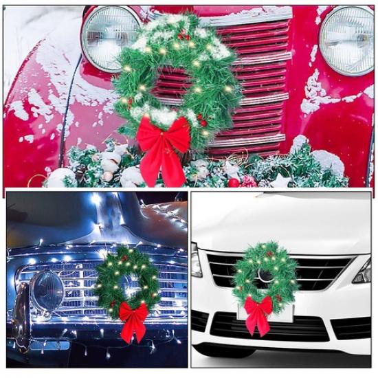 Hood Ornaments for Trucks Front Door Wreath Christmas Decorations Car