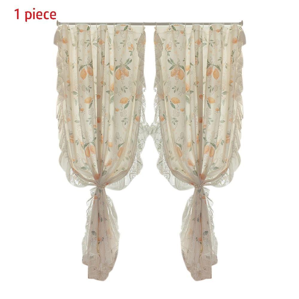 Light Blocking Lace Gauze Curtains Non Punching Installation Luxury Curtain Girl Clasp Curtain