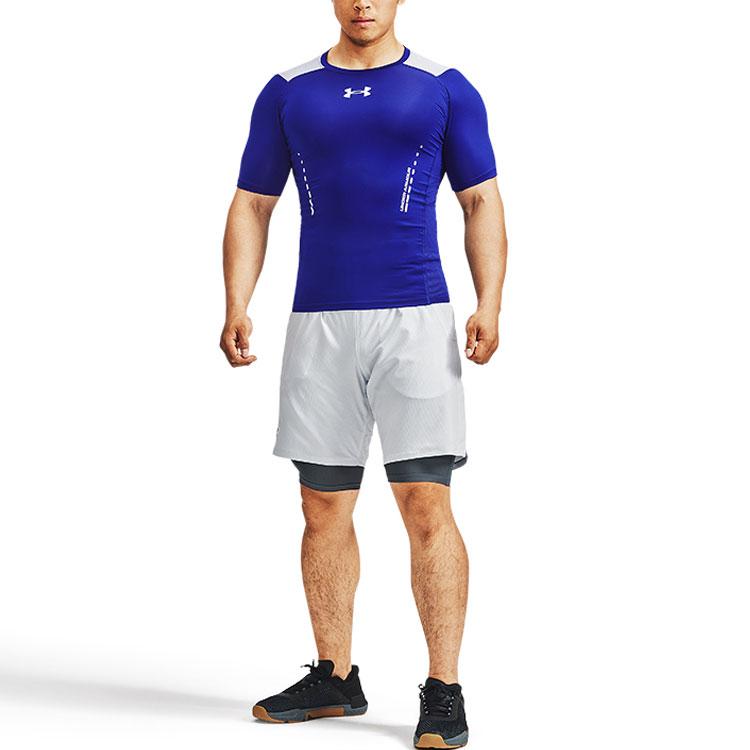 Under Armour Сплошная компрессионная футболка с логотипом и короткими рукавами, мужские топы, синяя 1370657-415