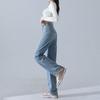 Women's Stretchy Jeans High Waisted Slimming Straight Leg Solid Color Denim Pants New Style Office Lady Jean for 2025 Spring Autumn