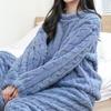 Женский осенний повседневный пижамный комплект из утепленного велюра и рубчатого флиса
