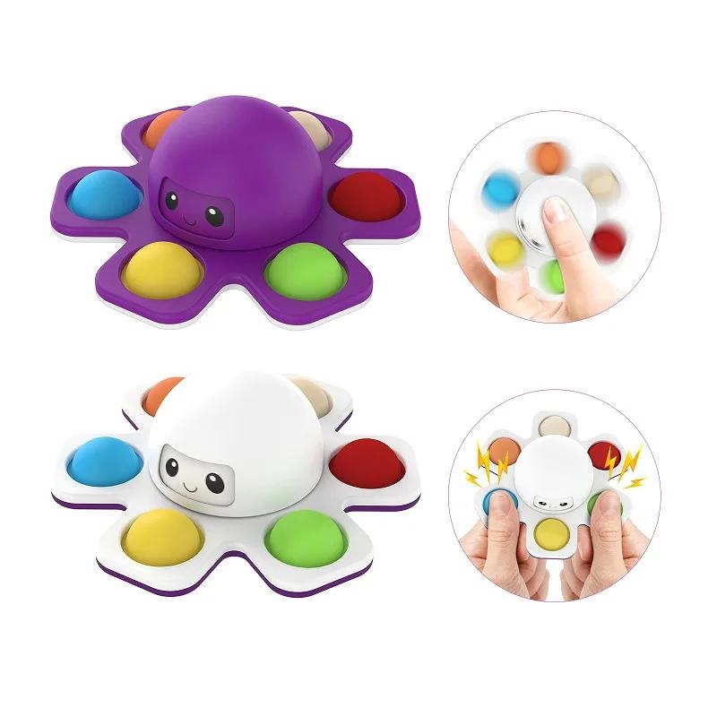 Fingertip gyro anti pressure push bubble Fidget Spinne face changing press toy children's fingertip octopus bubble music