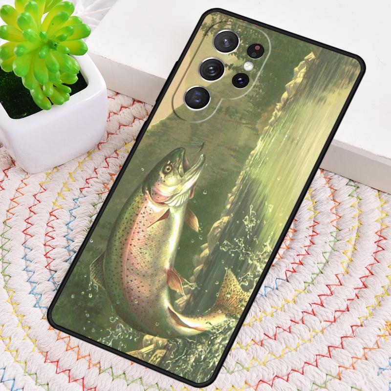 Чехол для телефона Samsung Galaxy note 10 pro S26 S25 S24 S23 S22 Ultra Plus S21 FE S20 из ТПУ с принтом 'Рыбалка на форель', противоударный