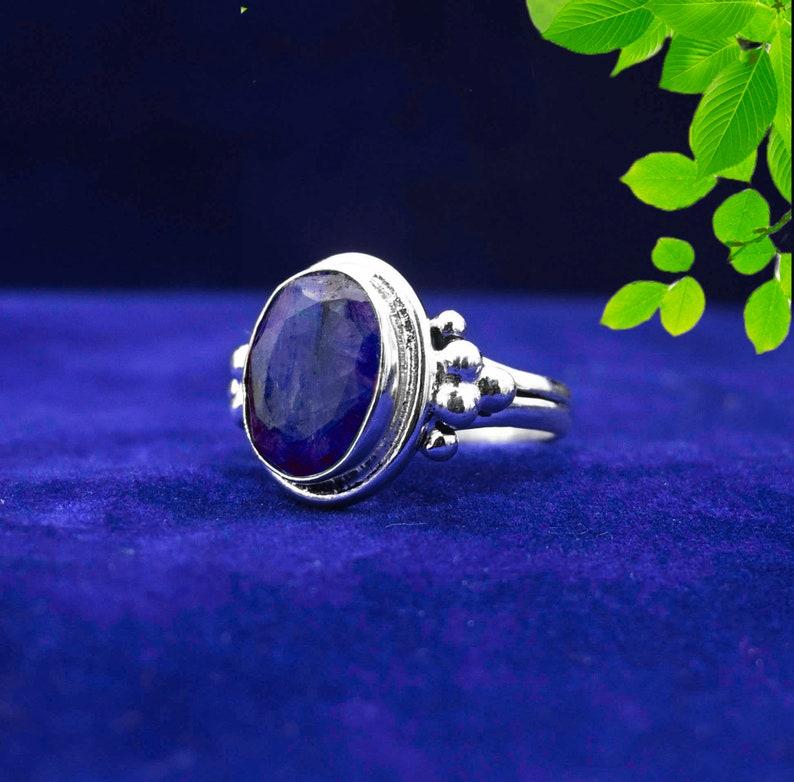Blue Sapphire Gemstone Ring, Handmade Designer Ring, Birthday Gift, Fashion Jewelry, Statement Ring, 925 Sterling Silver
