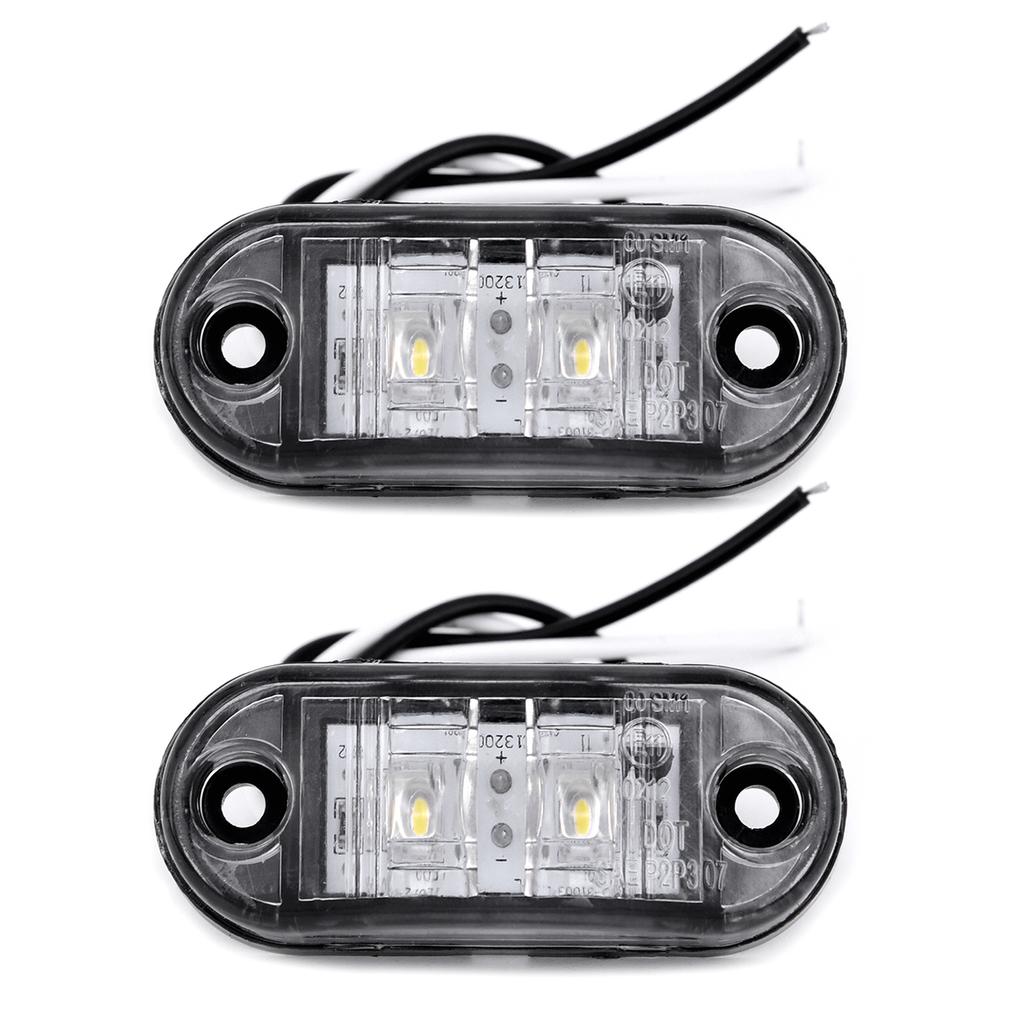 2pcs Set White 12V LED Car Side Marker Tail Light 24V Trailer Truck Lamp
