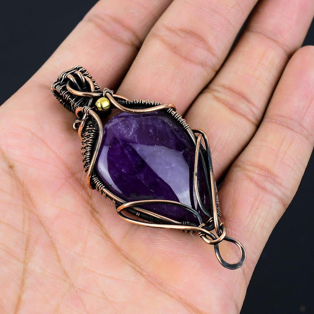 Ювелирные изделия шкентеля аметиста чистой медной проволоки обернутые Хандмаде для подарка