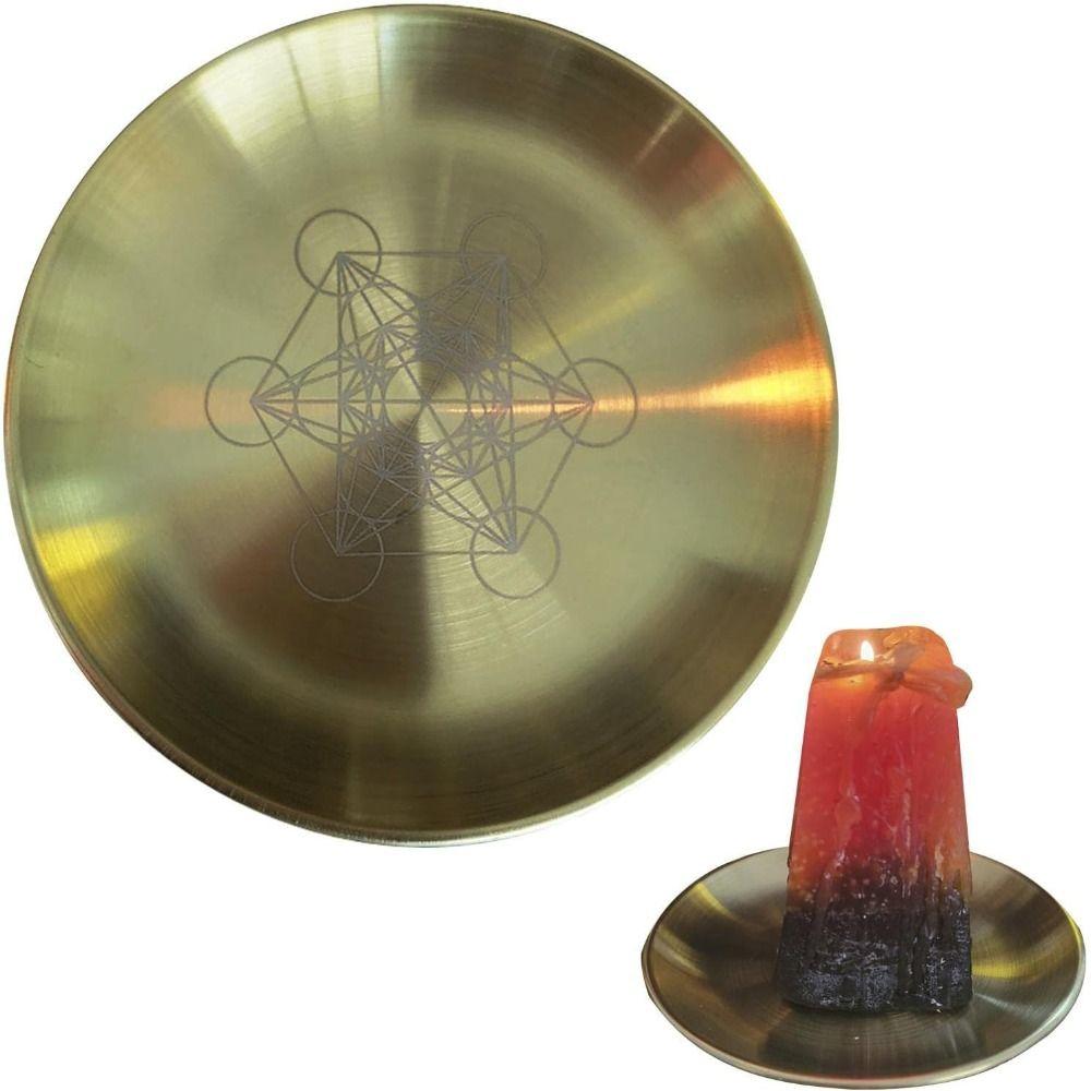 Stainless Steel Candelabra Tray Dowsing Divination Pentagram Altar Plate Candlefoot plate Prayers
