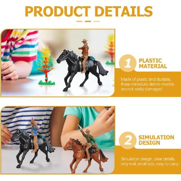 Западные Фигурки Модель Конной Кареты Игровой Набор Пластиковые Западные Фигурки Верховая Лошадь Фигурка Игрушки для Обучения Настольное Украшение для Мальчиков Девочек Детей