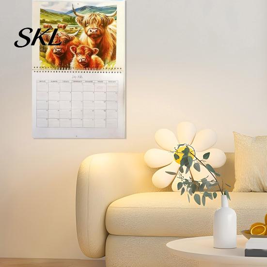Professional Planning Calendar Highland Cow 2027, 12 Month Wall Hanging Planner with Decorative Desk Large Daily Blocks, Home Office Organizer, Lover