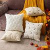 Decorative Pillow Case Embroidery Maple Leaves Pumpkin Pattern Pillow Cover Removable Easy To Clean Washable Throw Pillow Case