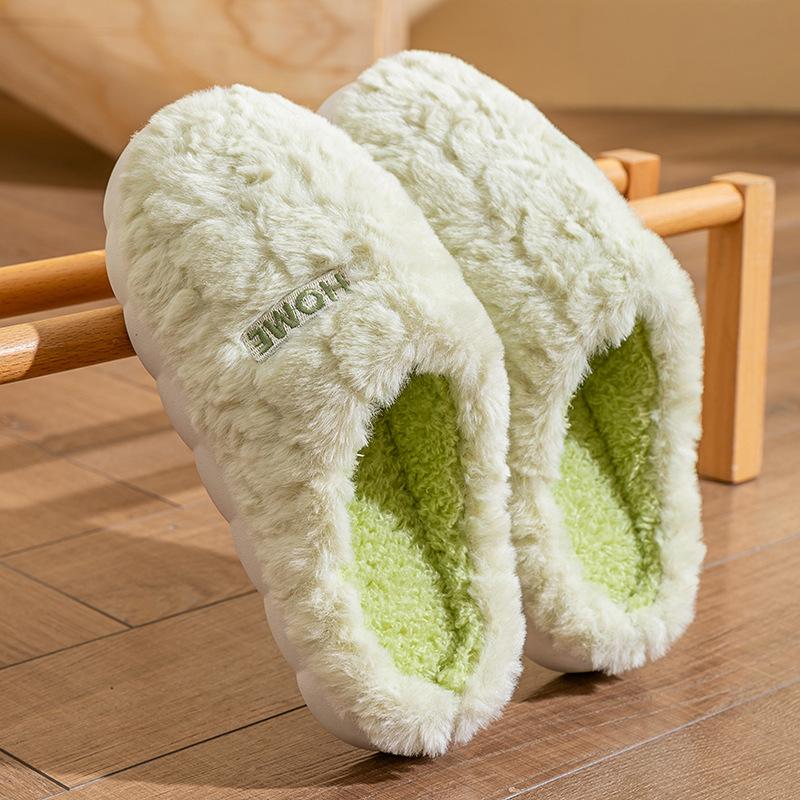 Мультяжная сумка в виде головы медведя с хлопковыми тапочками для женщин на осень и зиму, для дома с плюшевыми теплыми туфлями для ношения на улице, плюшевые сноубутсы для пары