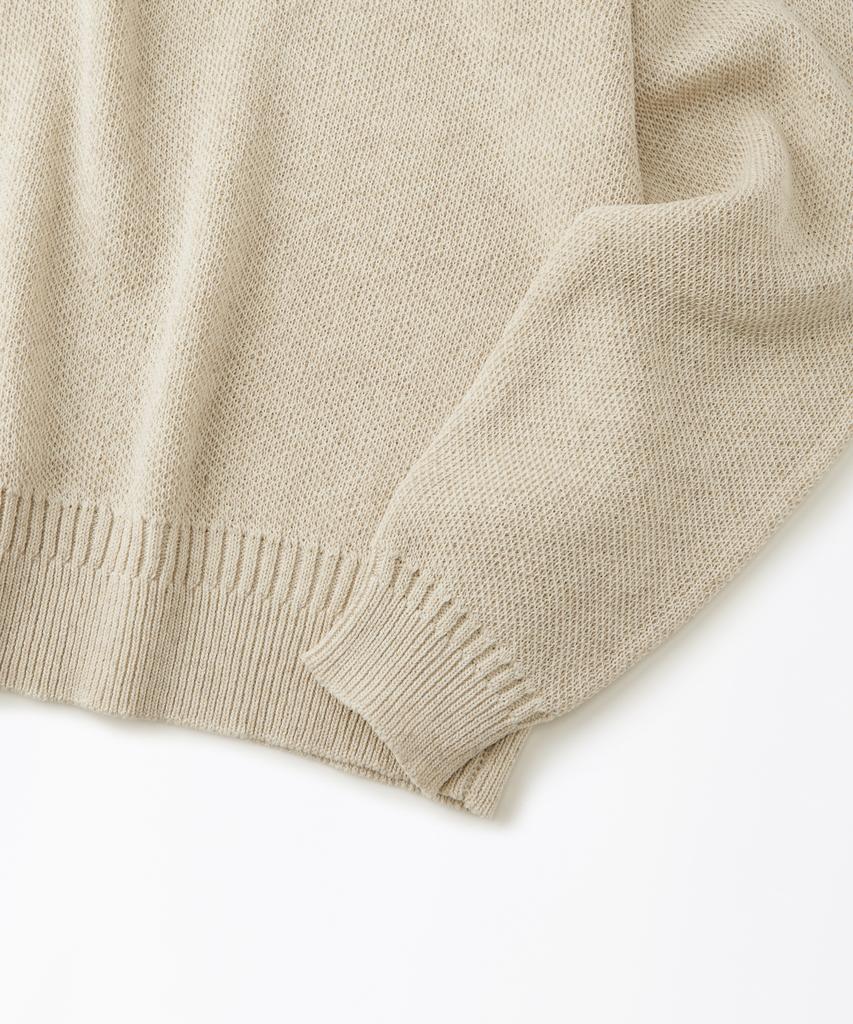 OUTSTANDING Linen Fisherman Crew Neck Knit_Ecru
