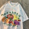 Американская ретро футболка с принтом фруктов, круглым вырезом и короткими рукавами для женщин и мужчин, модная, свободная и универсальная, парная футболка с рукавами до локтя