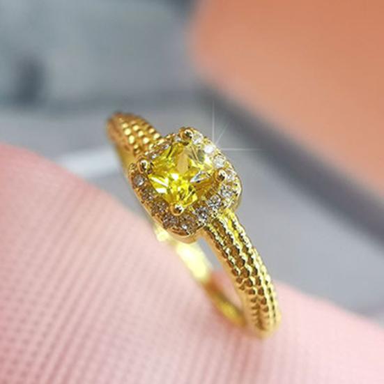 Кольцо с искусственным желтым кристаллом и инкрустацией со стразами, регулируемое кольцо на палец для свадебной вечеринки