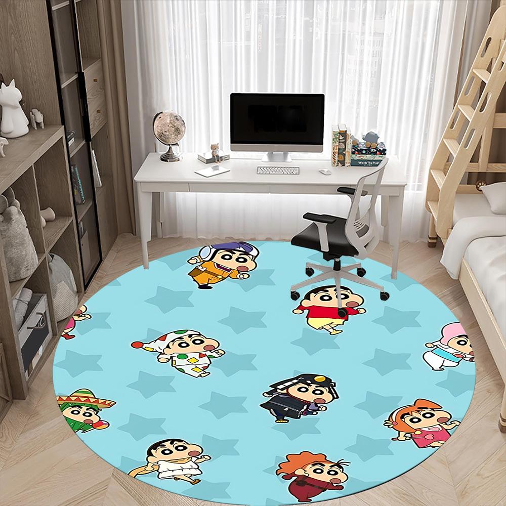 1pc Crayon Shin-chan Characters Office Round Area Rug, Under Office Chairs Bedroom Living Room Home Decor, Available in Various Sizes0