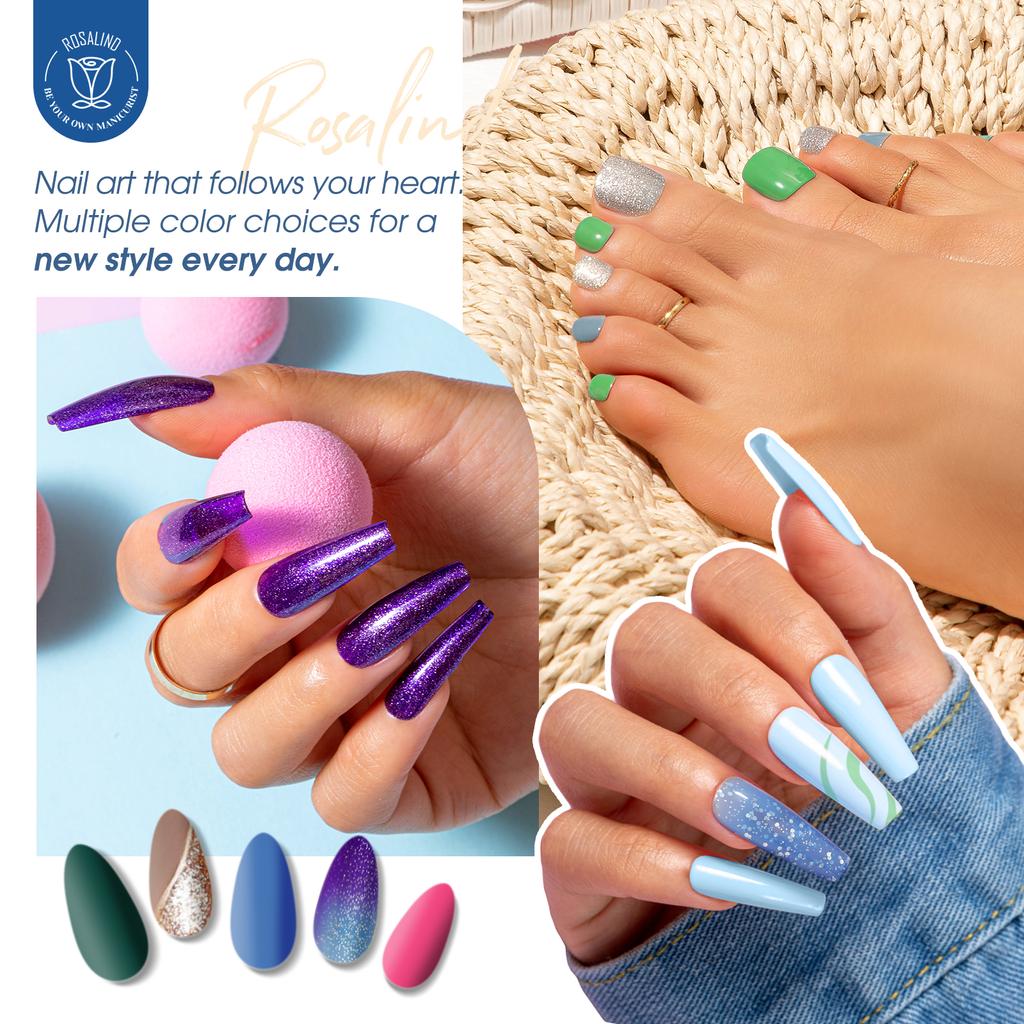 Набор гель-лаков для ногтей ROSALIND, 23 шт., долговечный блестящий УФ-светодиодный гель-лак для ногтей, температурный цветной гель-лак для женщин, дизайн ногтей своими руками