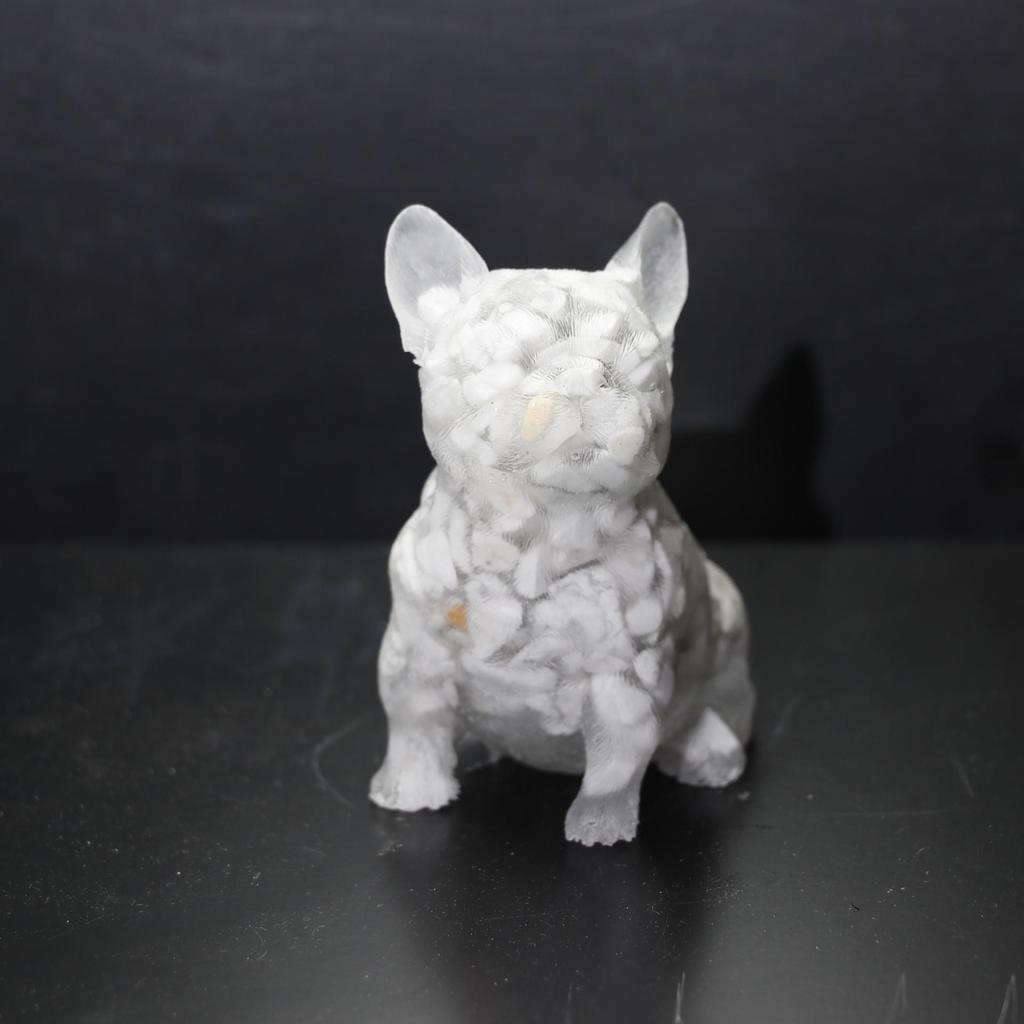 Charming Wangcai French Bulldog Figurine: Crystal Chip Stone Resin Craft