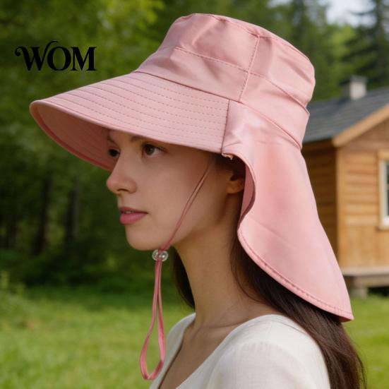 Wide Brim Sun Hat for Women with Neck Flap, Packable Lightweight Summer Hiking Beach Hat, UV Protection Travel Commuting Foldable Flap