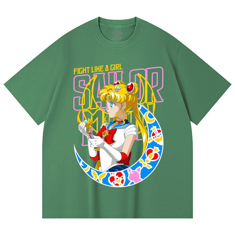 230 г/м² 100% хлопок Sailor Moon V8 Принт Минако Унисекс Тяжелая хлопковая футболка