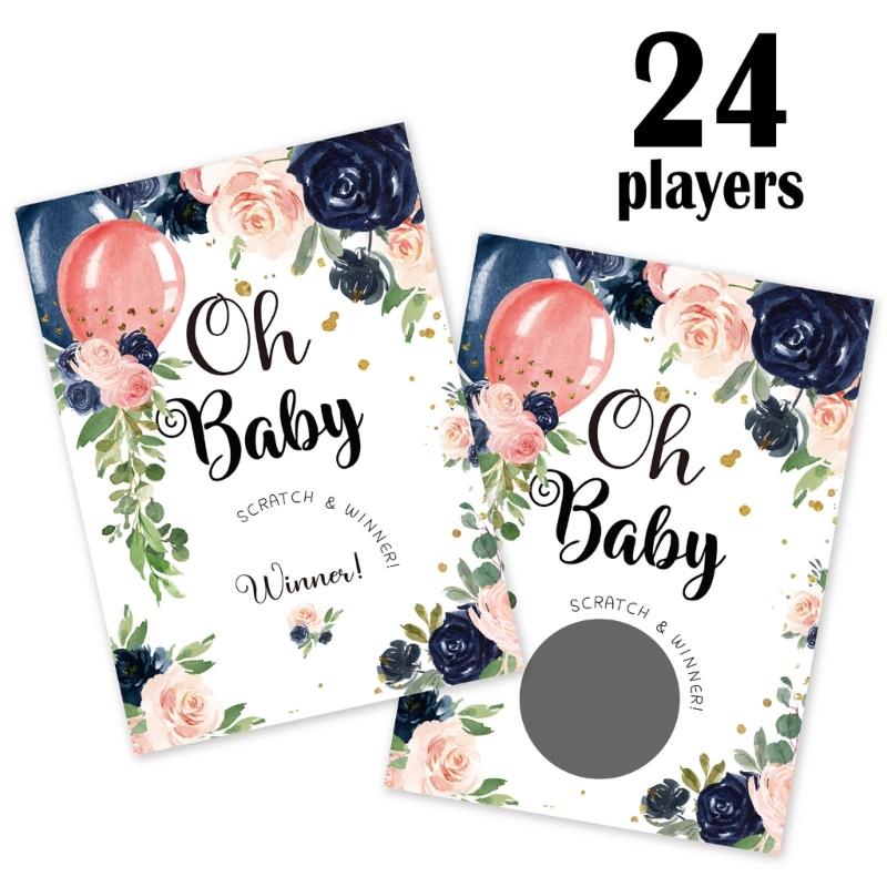 Карточки для розыгрыша на Baby Shower, Набор из 24 карточек-скретч, 3 победителя, 21 проигравший
