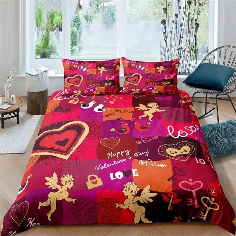 3D Angel Bedding Set Golden Luxury Bedclothes European Pattern Duvet Cover Retro Chain Comforter Cover 3 Piece For Girls Boys