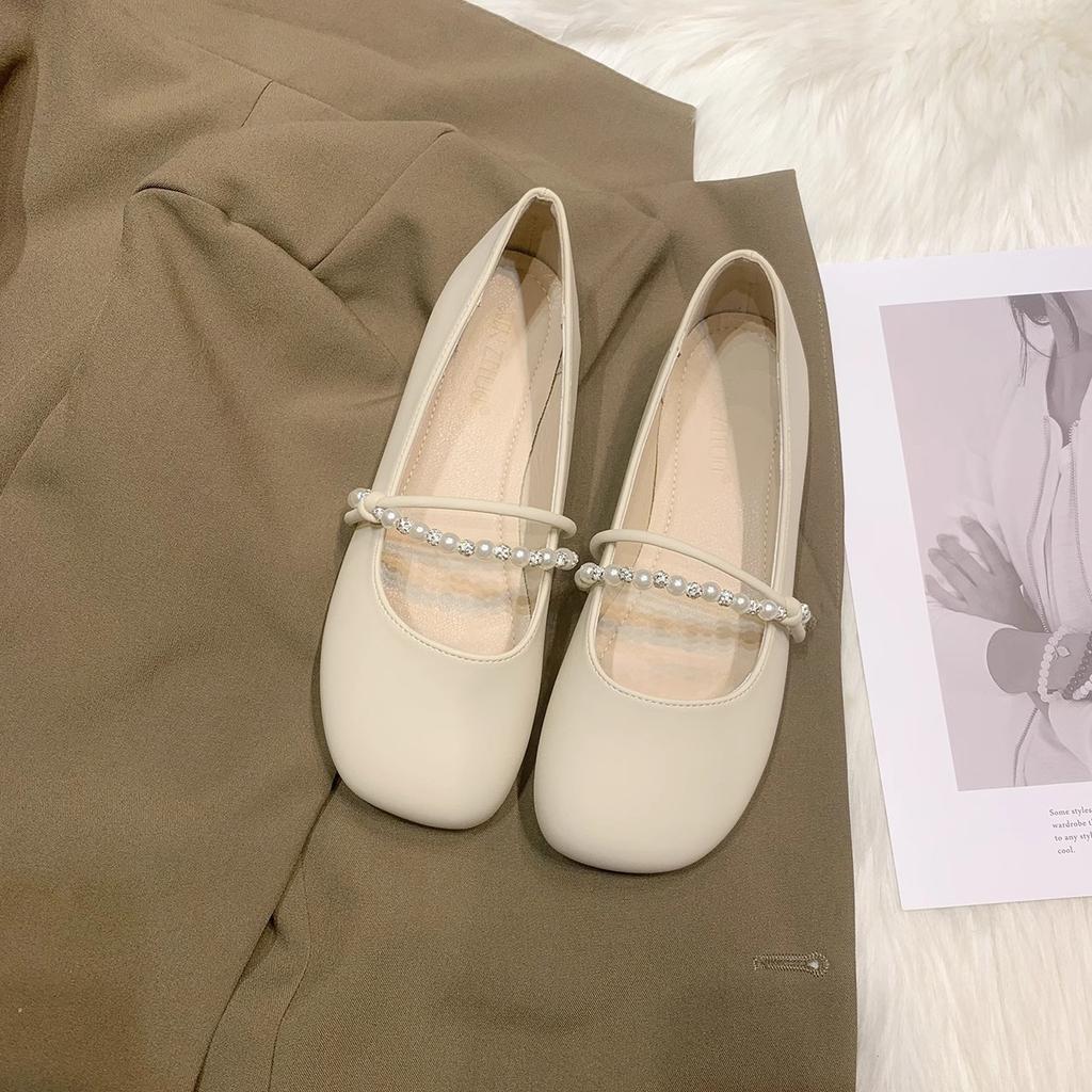 Fairy Shoes Gentle Single Shoes for Women New Style Flat Bottoms Matching Skirts Evening Shoes Slip On Beanie Shoes