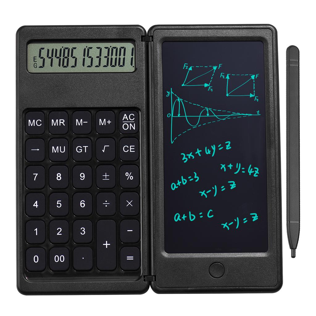 Foldable Calculator & 6 Inch LCD Writing Tablet Digital Drawing Pad 12 Digits Display with Stylus