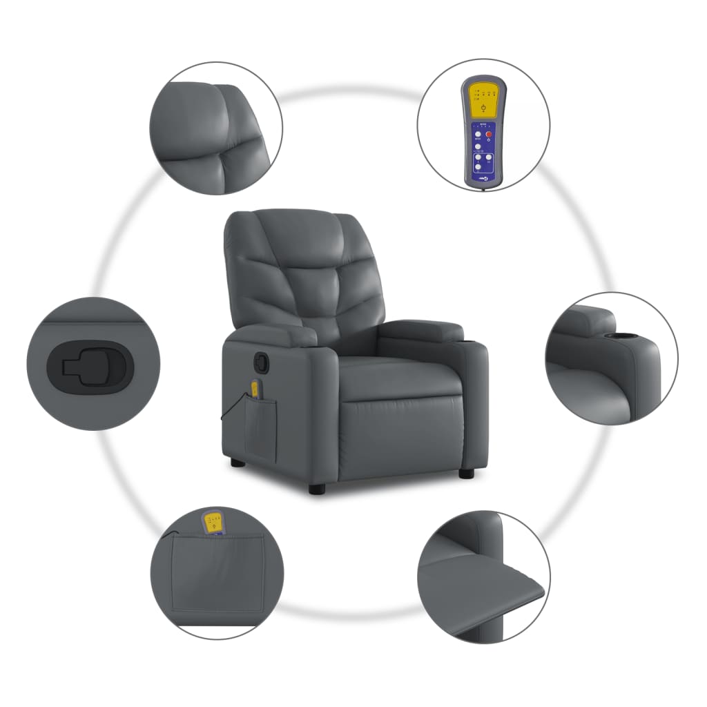 Relax Massage Chair by Grey Faux Leather