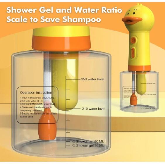 Electric Dog Shampoo Dispenser Dog Shampoo Sprayer Duck Shampoo Foamer for Pet, Foaming Soap Dispenser for Bathtub,