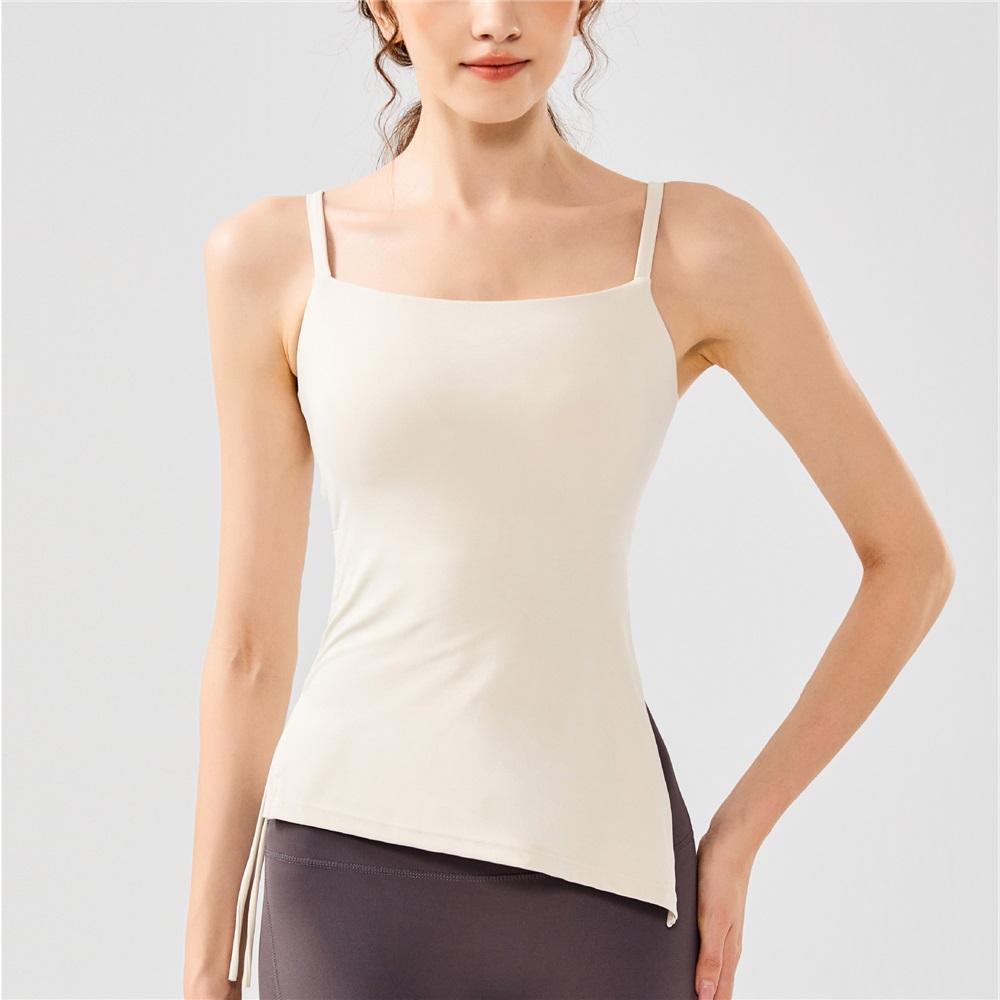 Обнаженная одежда для йоги на кулиске с плиссировкой для женщин, топы для фитнеса, стройнящие и придающие фигуре, женские топы с фиксированными нагрудными вкладышами, майки, спортивные жилеты, лето
