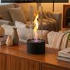 Modern Freestanding Eco-Friendly Tabletop Metal Base Mini Ethanol Fireplace with Fire Glass and Spiral Flame Design