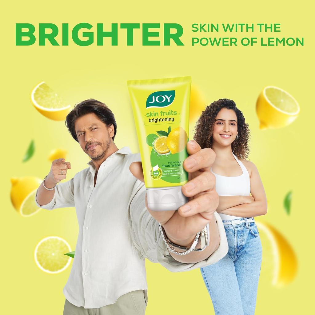 JOY Skin Fruits Lemon Brightening Face Wash 100ml Pack of 1 with Vitamin C for Glowing and Smooth Skin