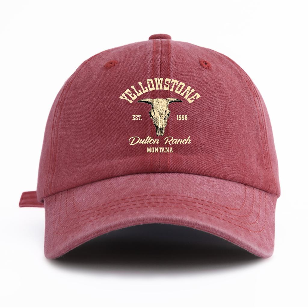 pc Yellowstone Print Washed Baseball Cap for Adults Minimalist Retro Style Casual Soft Adjustable Dad Hat Perfect As Gift