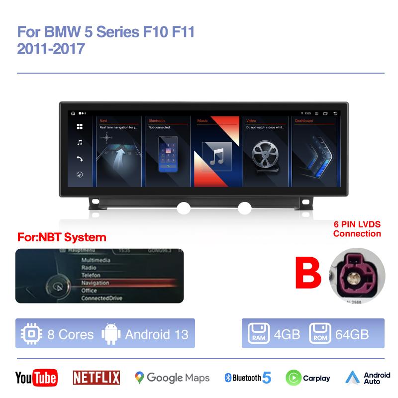 Android13 Для BMW 5 Серии F10 F11 2011-2017 14.9 Дюйма 8 Ядер Автомобильный Мультимедийный Видеоплеер GPS Навигация Радио Авто Carplay 4G 360