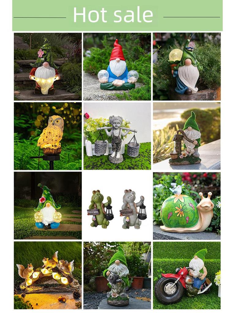 Солнечный садовый гном из смолы для украшения улицы