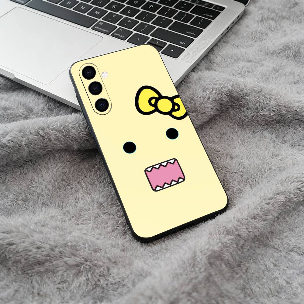 C-Cute Domo-kun Black Soft Silicone Phone Case for Samsung Galaxy A73, A71, A72, A70, A53, A52, A51