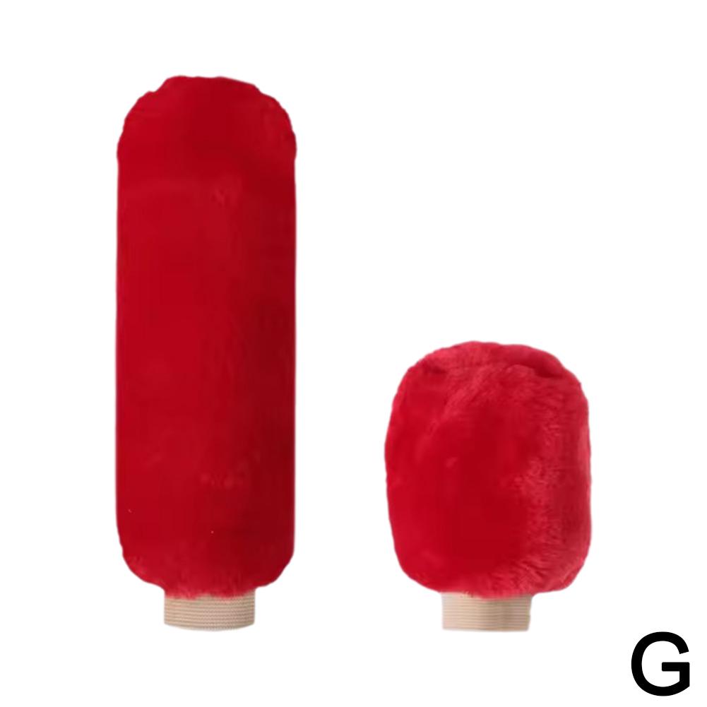 2Pcs Car Handbrake Grip Covers Gear Shift Knob Cover Handle Plush Sleeve Winter Soft Warm Hand Brake Car Accessories For Girls